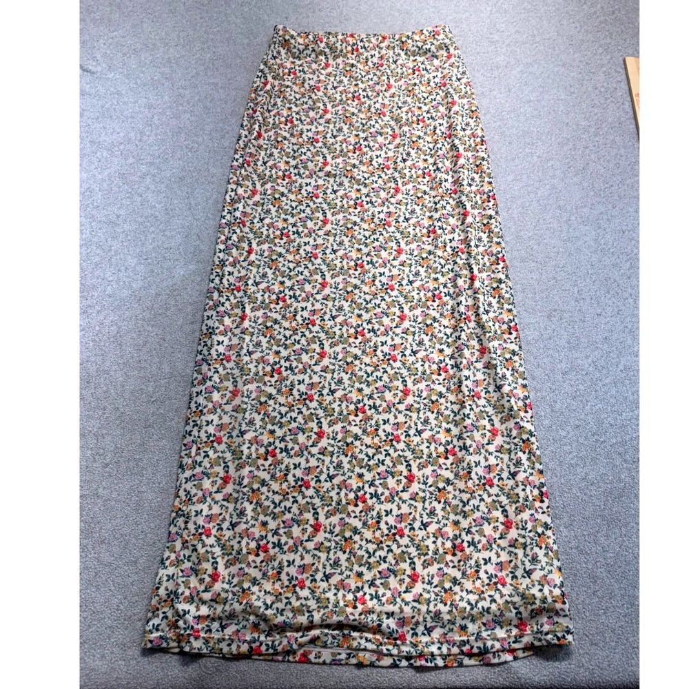 Love Fire Womens SP Floral Maxi Skirt Cottagecore Stretch Boho Flowy Retro Mod
